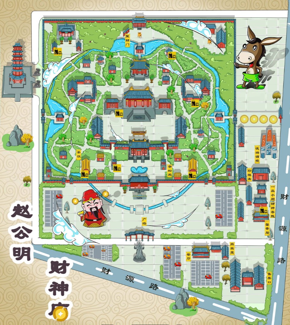 韶关寺庙类手绘地图